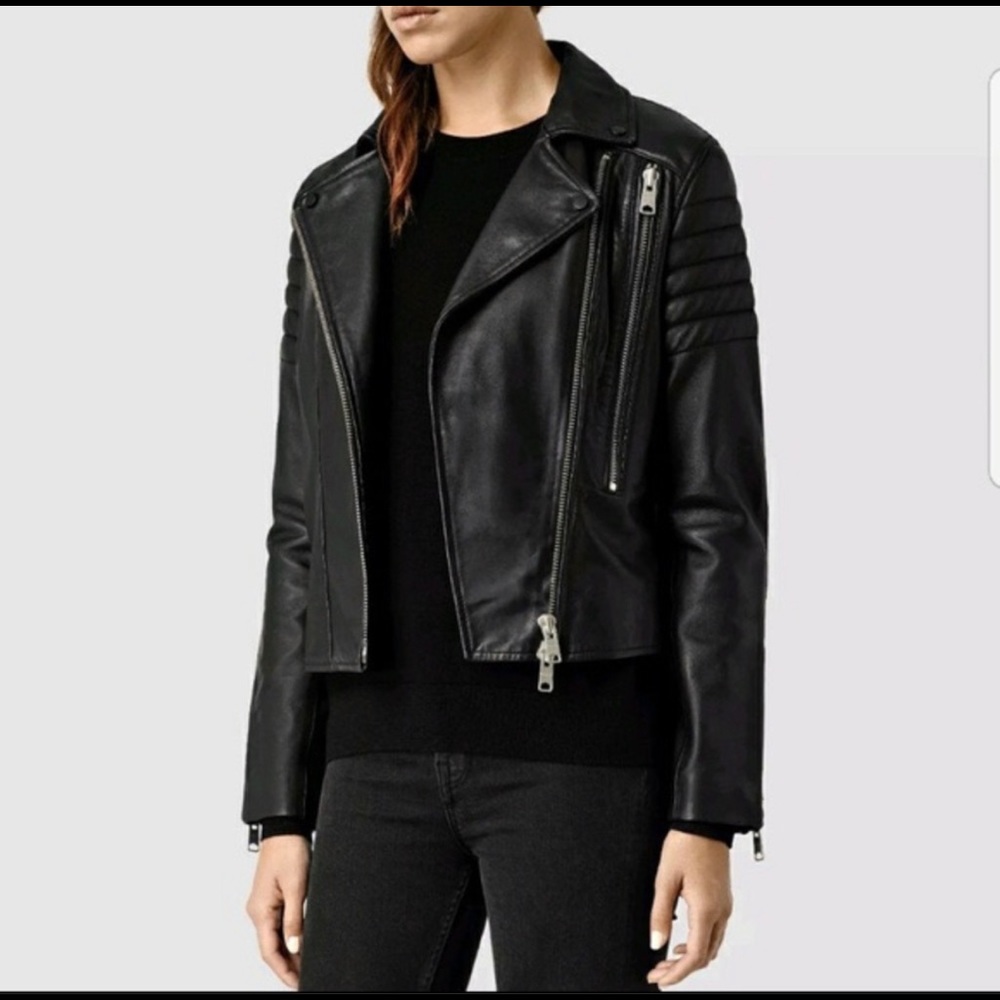 Allsaints Alder Biker leather jacket size US 2